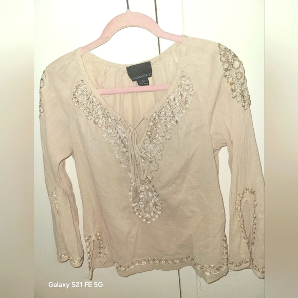 Cynthia Rowley Tops - Embellished 3/4 Sleeve Blouse